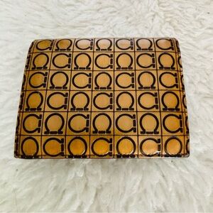 Salvatore Ferragamo Gancini Logo Embossed Brown Tan Wallet